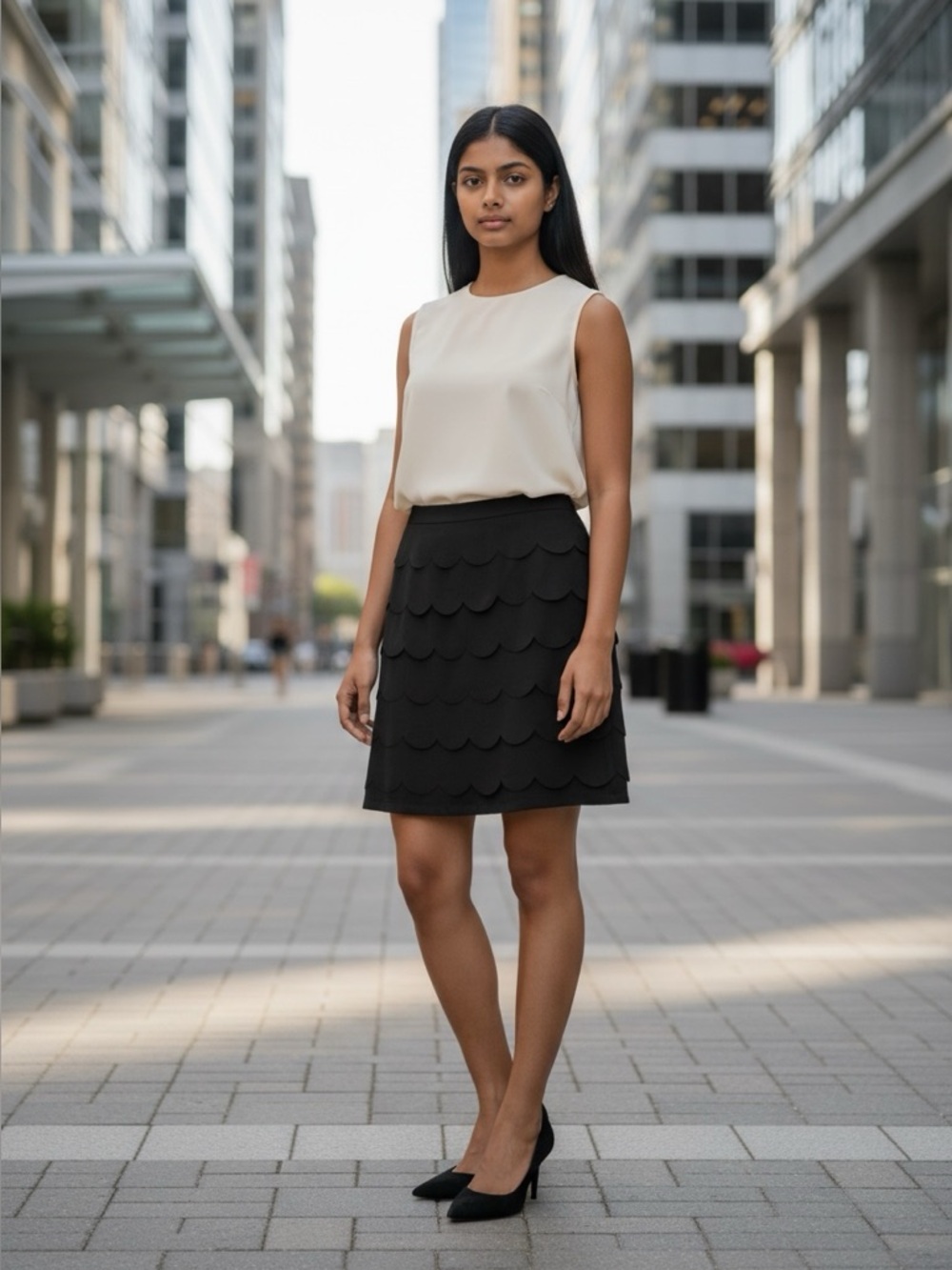 3 for $10 CLEO Scalloped Lined Skirt #328